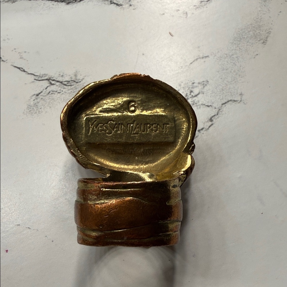 AUTHENTIC Yves Saint Laurent Gold Sculpted Ring - Picture 2 of 6